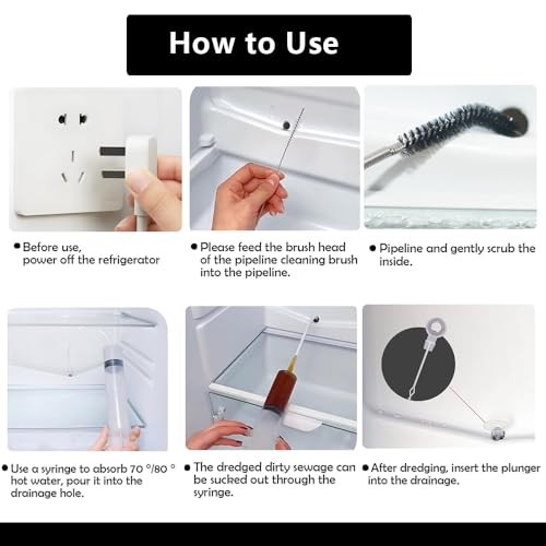 5pcs Refrigerator Drain Cleaning Tool, Reusable Fridge Dredging Kit, Remover