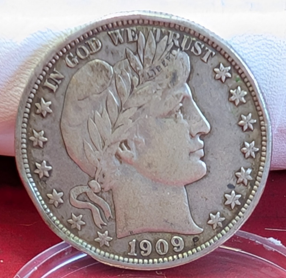 1909P VF+ Silver Barber Half Dollar 50c 250602
