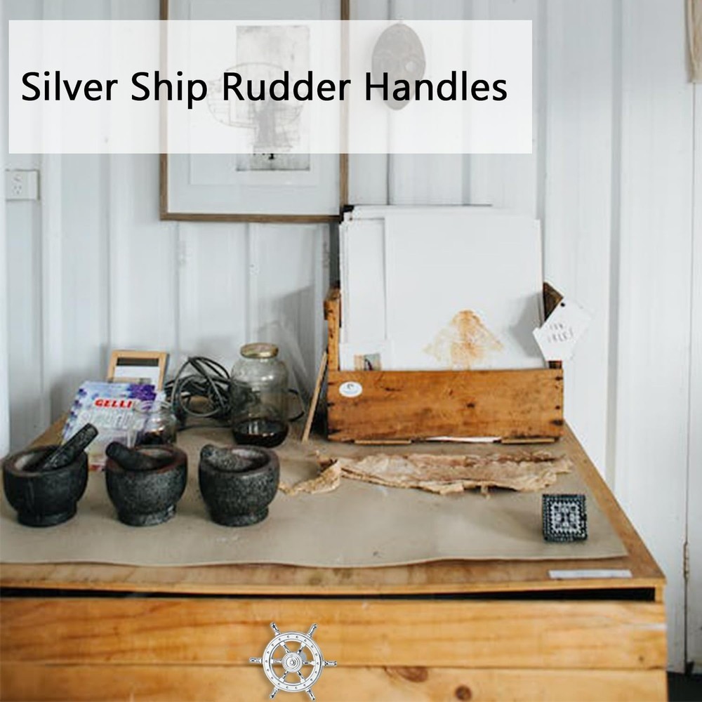6 pcs Ship Rudder Handles Ship Helm Cabinet Knobs Ocean Theme Knobs Zinc Allo...