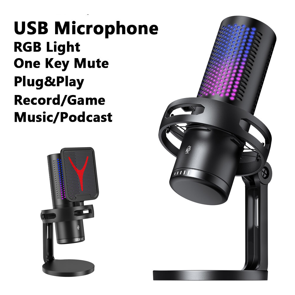 Gaming Microphone USB Computer Microphone for PC Mac PS4/5 Condenser Podcast RGB