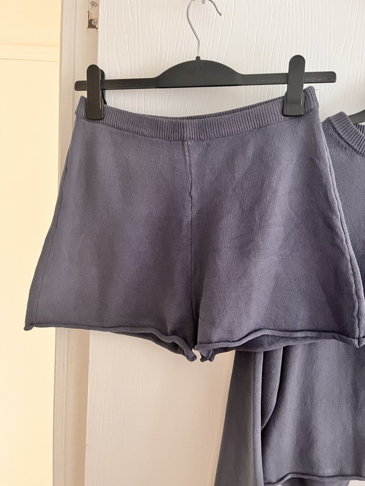 H&M blue knitted shorts coord size small
