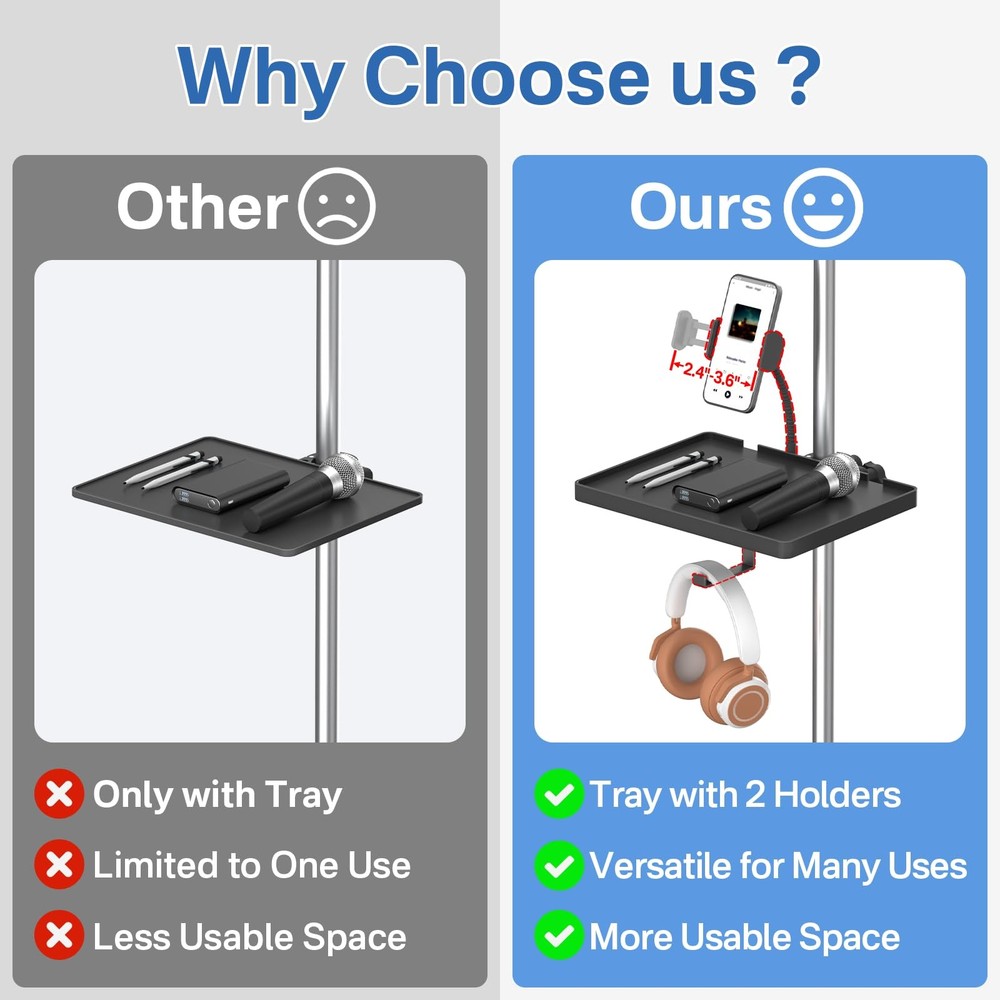 Chunxiao Functional Microphone Stand Tray with Adjustable Mi