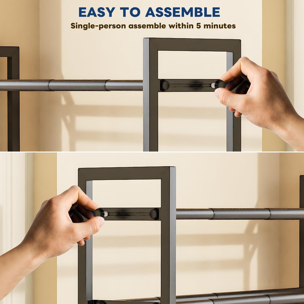 Mavivegue 19“- 43” Adjustable Shoe Rack, 3 Adjustable Length, 3 Tier