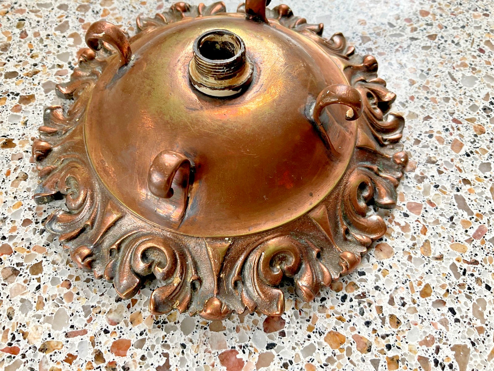 Vintage heavy brass ceiling rose, (4 hook)