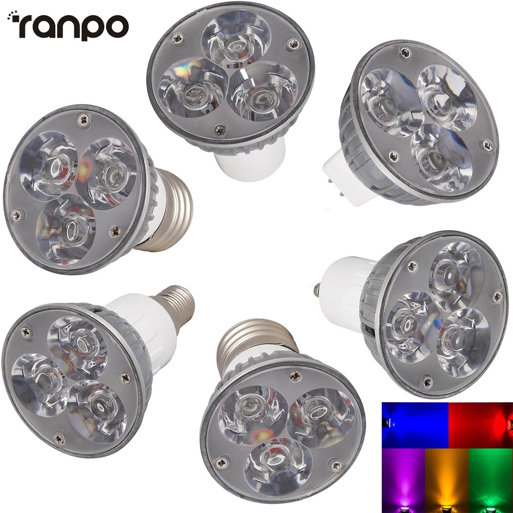 LED Spotlight Bulbs 3000-6500K MR16 GU10 GU5.3 E27 Dimmable 3W Multicolor Light