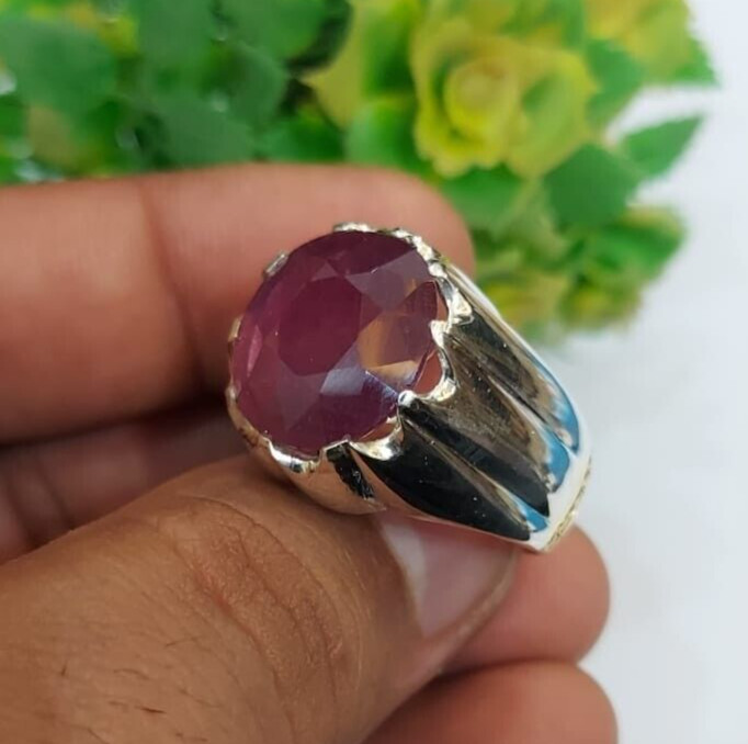 Natural Anari Ruby Stone Ring Big Ruby Stones Sterling Silver Unique Ruby Ring