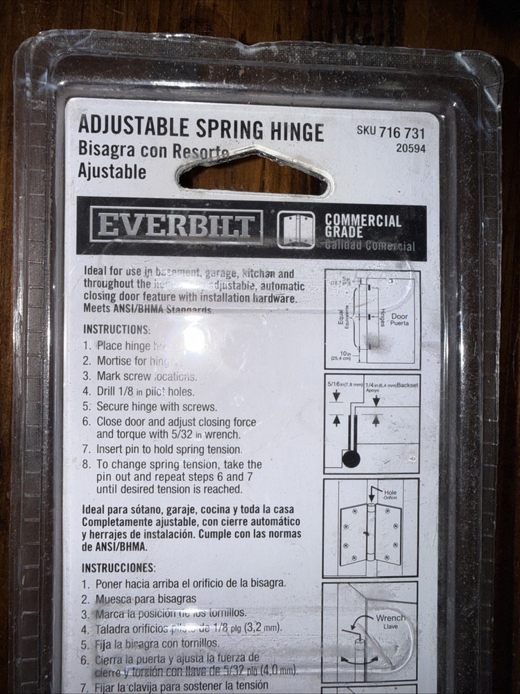 Everbilt 4-1/2" Adjustable Spring Hinge Oil Rubbed Bronze Finish 716 731