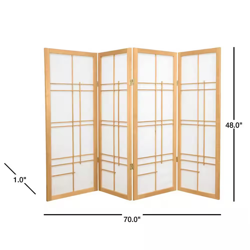 4 Ft. Natural 4-Panel Room Divider