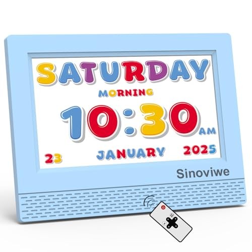 Digital Alarm Clock with 7'' HD Screen, Calendar Function,It is Perfect Blue