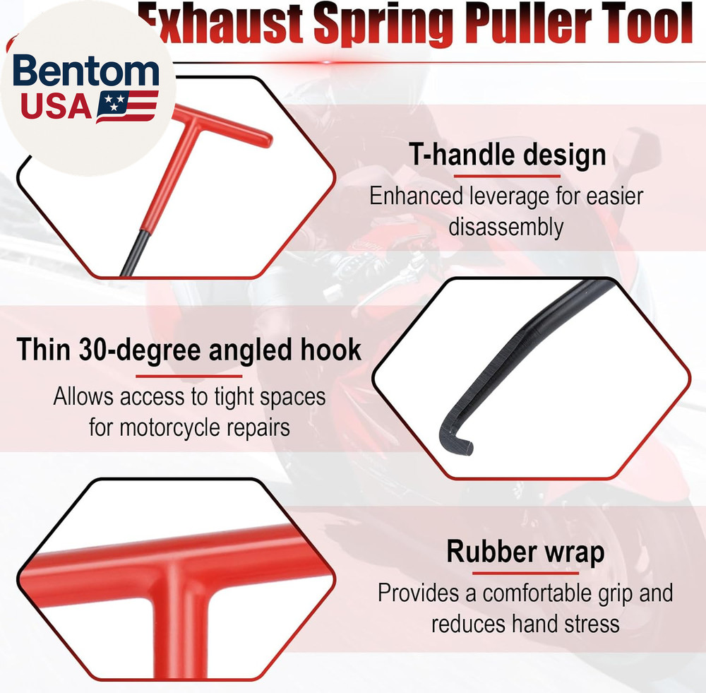 2 PCS Exhaust Spring Puller Tool, Motorcycle Exhaust Spring Hook, T Shaped Handl