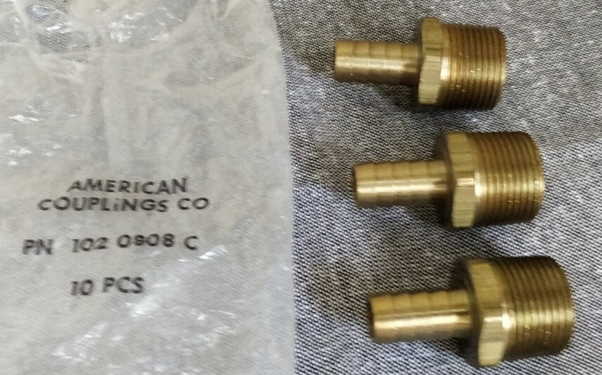 3 pieces   BRASS 1020808C BARBED HOSE FITTING