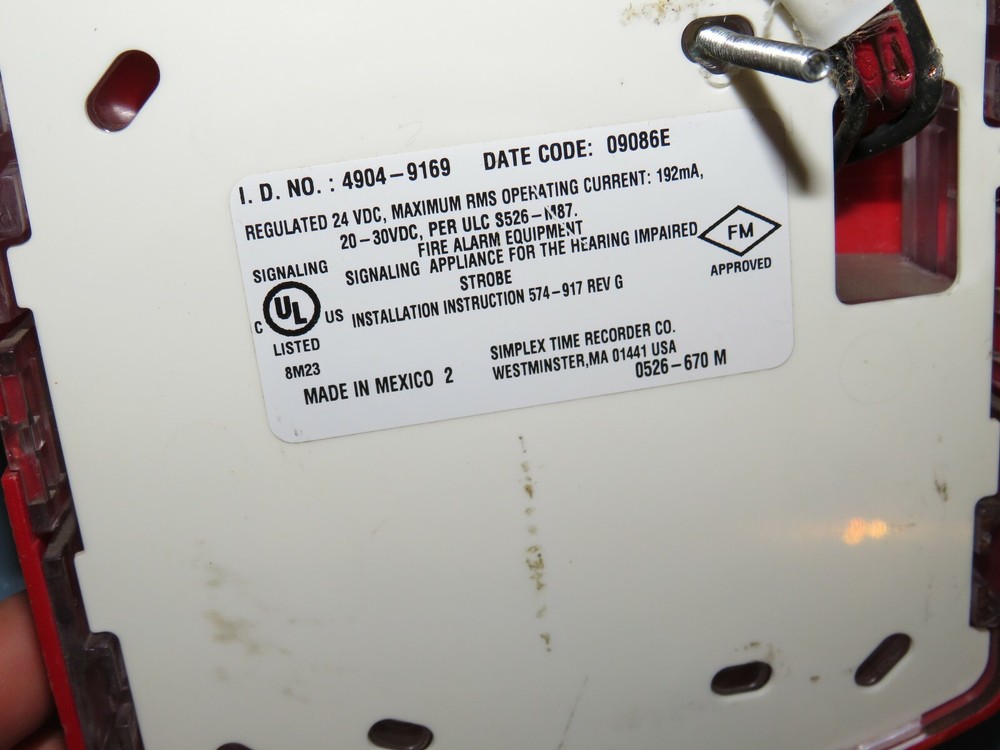 SIMPLEX 4904-9169 V/O 75CD STROBE TRUEALERT