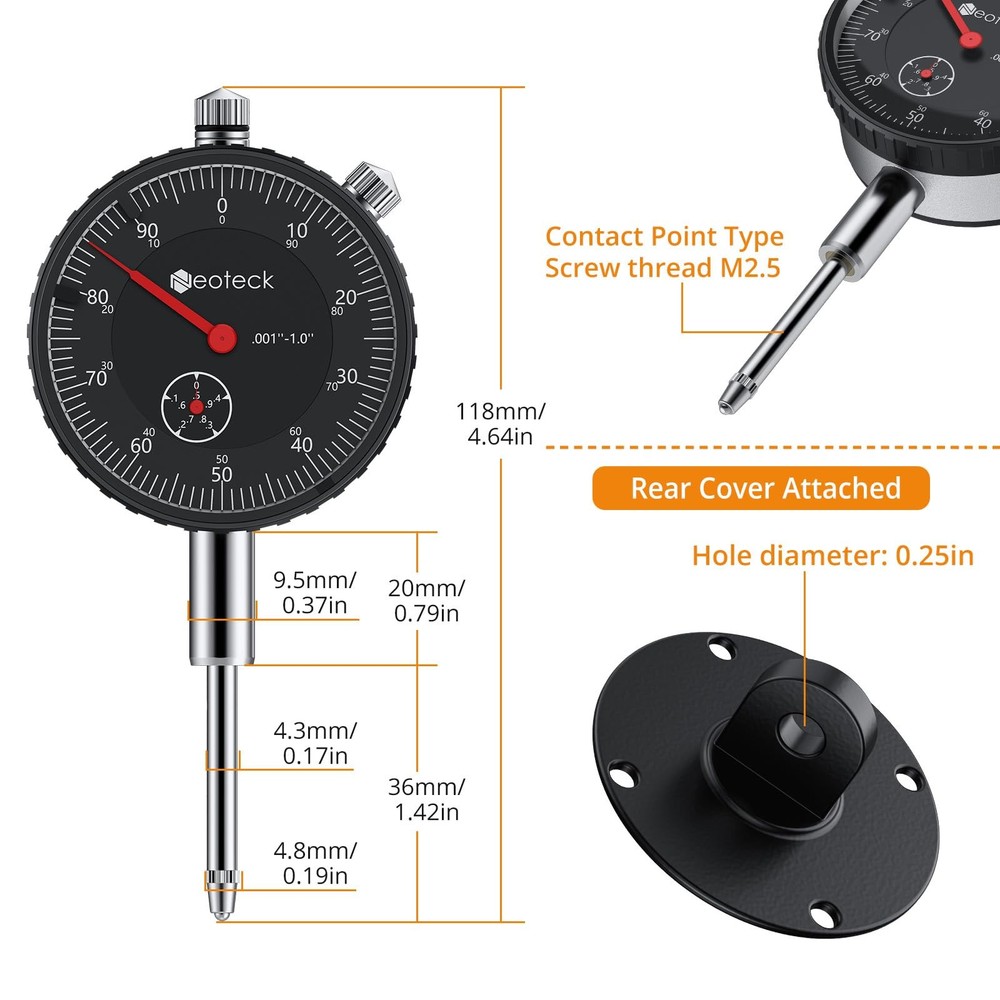 Neoteck 1 inch Dial Indicator Set + 1 Digital