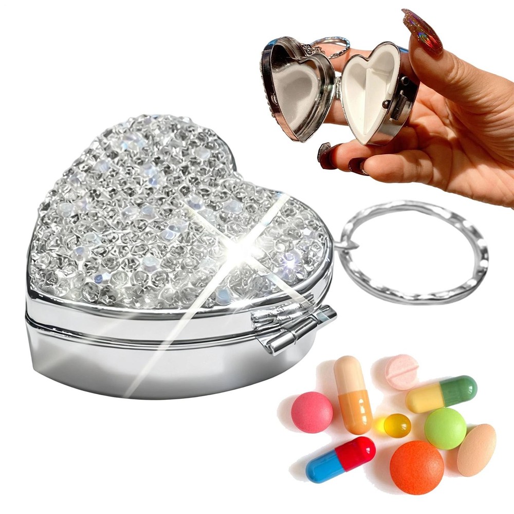 Small Heart Shaped Pill Organizer Portable Medication Container Mini diplomatic