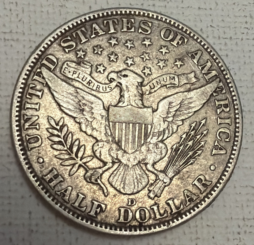 1915-D BARBER HALF DOLLAR - STRONG LIBERTY - VF