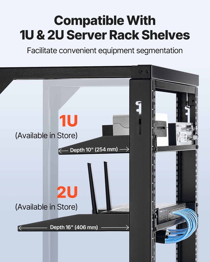 VEVOR 15U Wall Mount Server Rack Open Frame Network Rack 150 lbs 180 Degrees