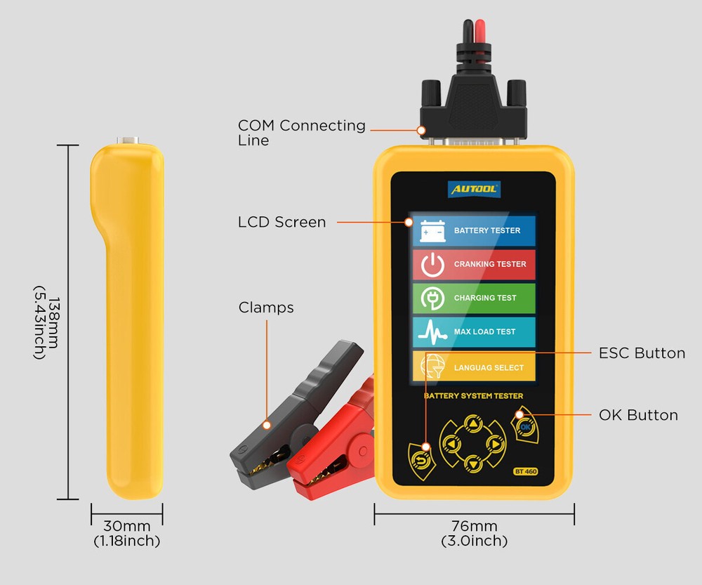 12V Car Battery Tester 24V Truck Charging Test Cranking Analyzer Load Tester