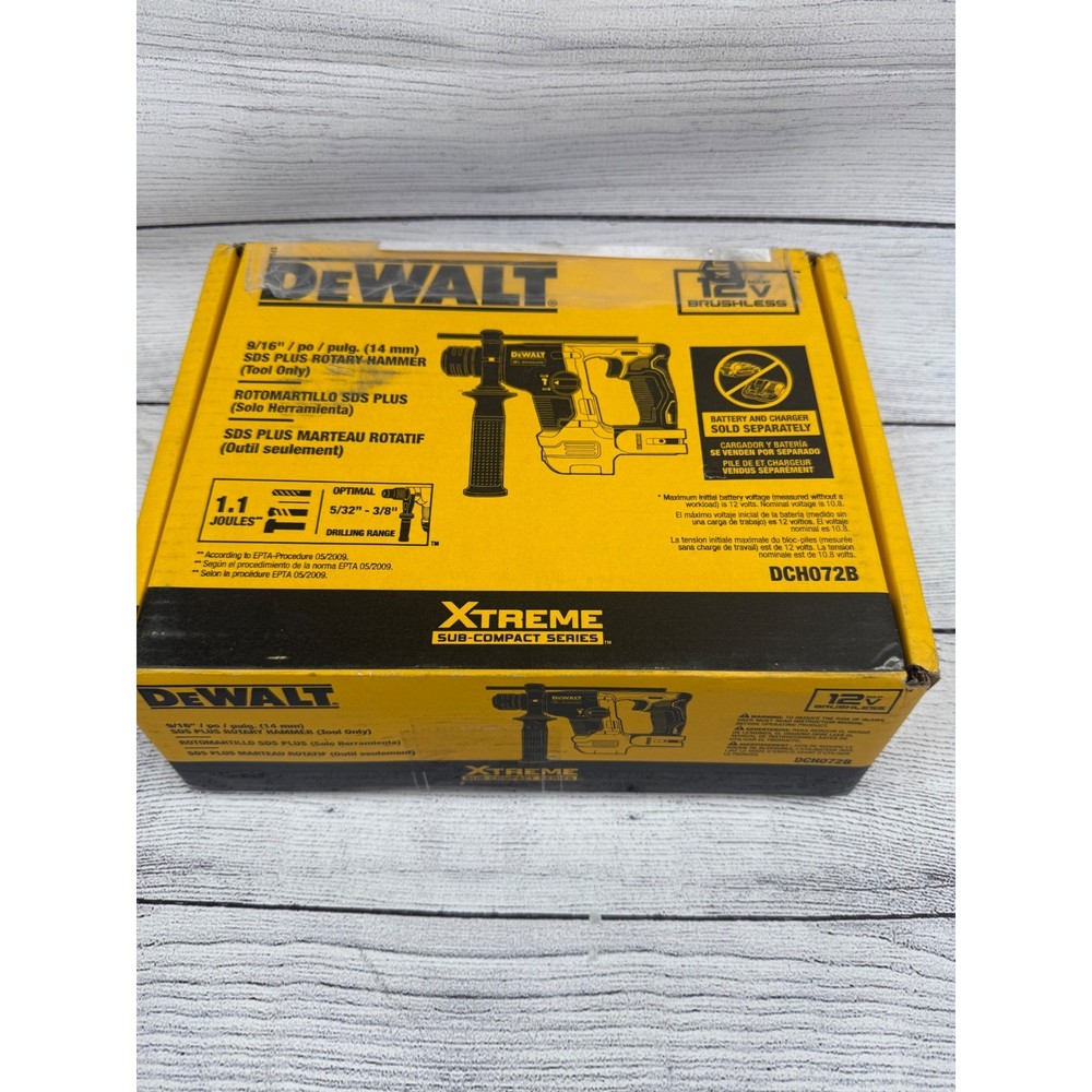 DEWALT 12V MAX XTREME SUB COMPACT SDS PLUS ROTARY HAMMER TOOL ONLY DCH072B