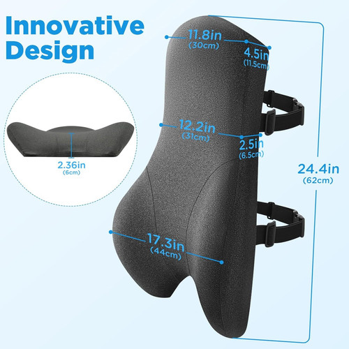 High Back Support Pillow for Office Long Pillow, Dark Grey