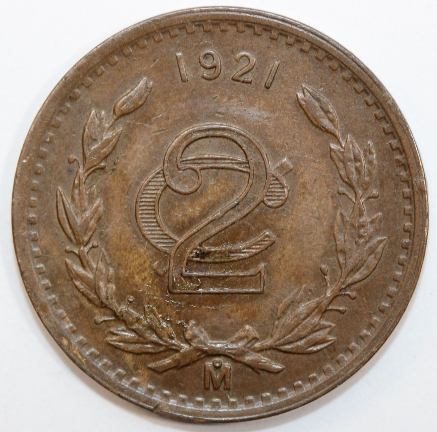 Mexico 1921 2 Centavos Bronze Better  Grade   #0184