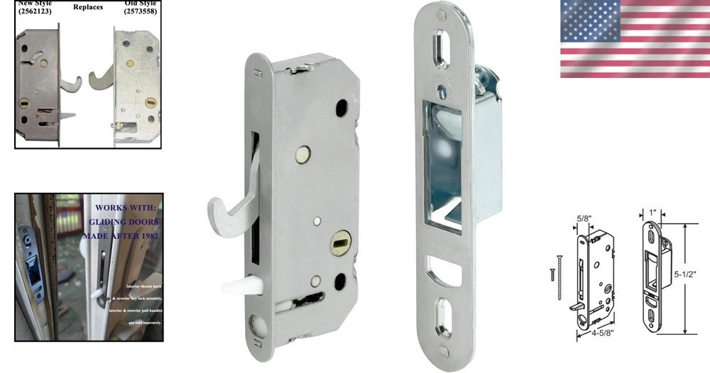 Gliding Patio Door Mortise Lock Kit for Andersen 2-Panel Doors Replacement