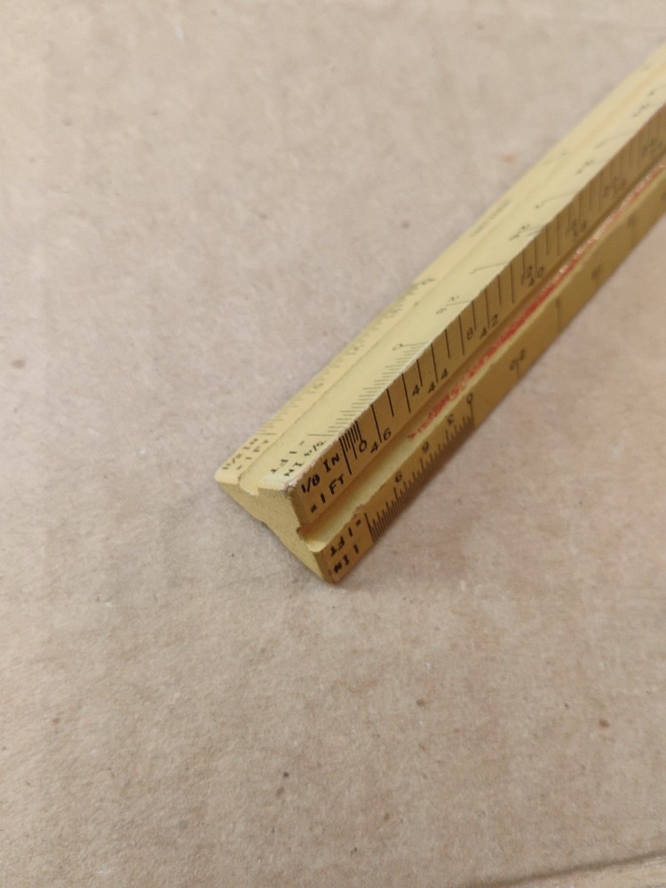 Vintage Triangular Scale Ruler Dietzgen Three-Sided Made in U.S.A.