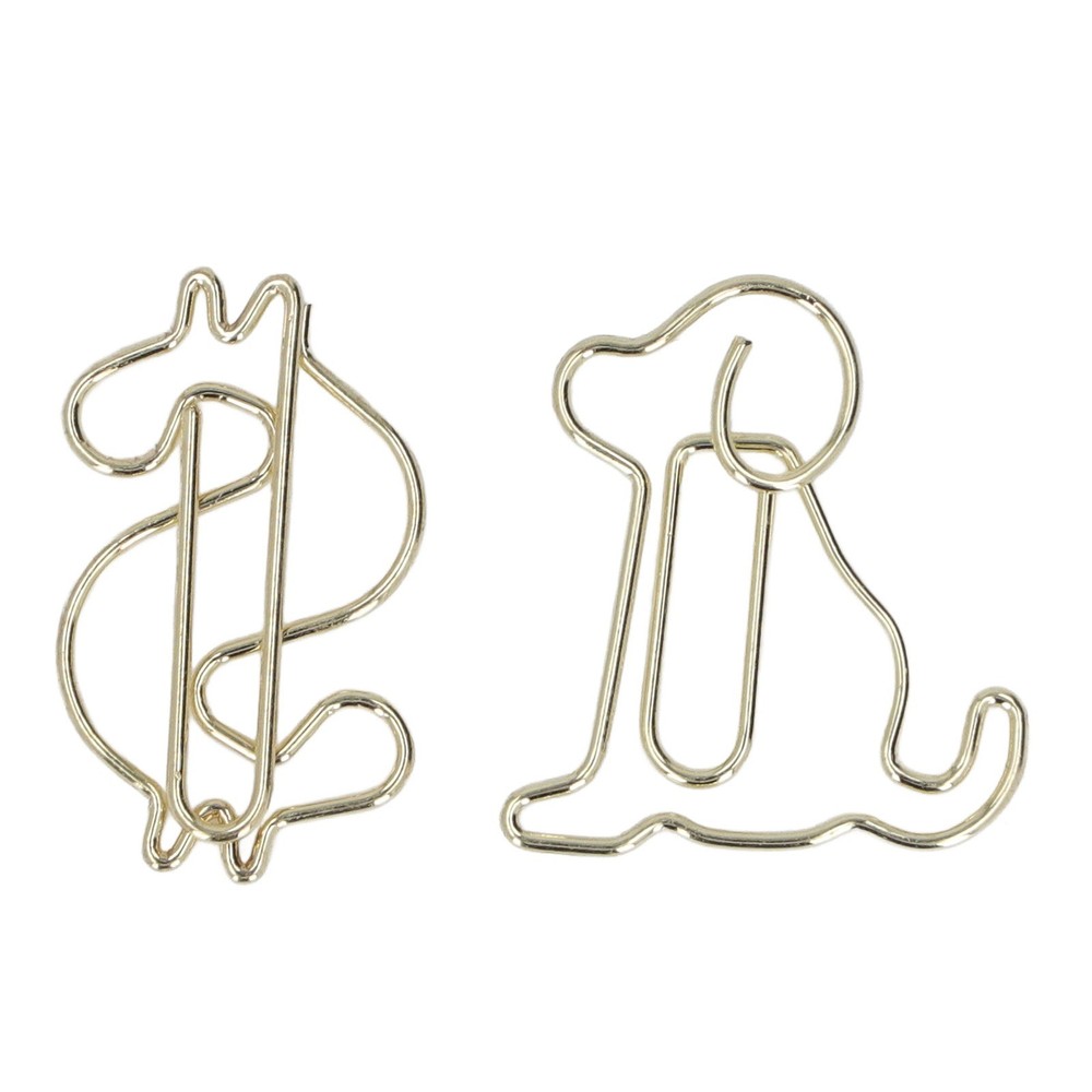 100Pcs Paper Clips Gold Unique Shape Electroplating Process Lightweight Portable