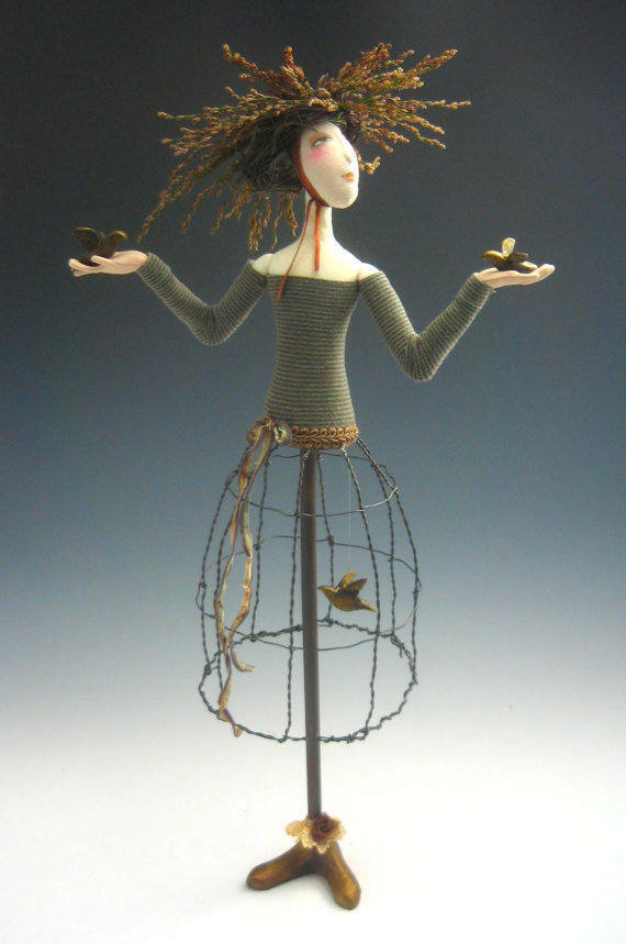 Cloth Art Doll Pattern "The Gatherer" by Cindee Moyer