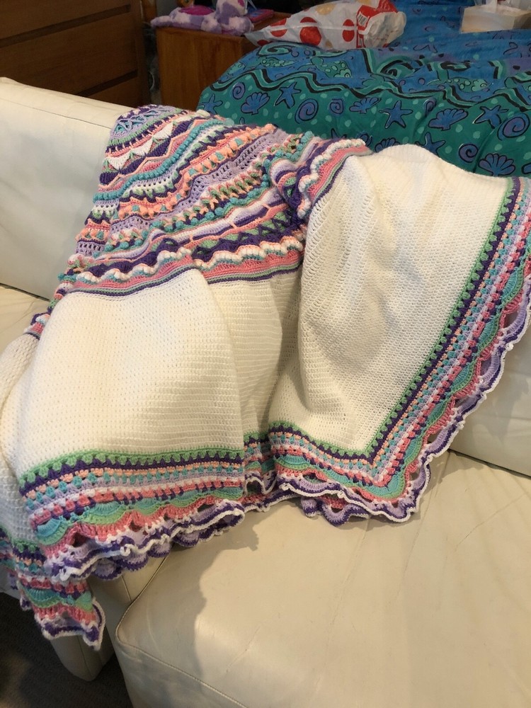 Pattern Crochet (UK or US terms) Spring Mandala Square Blanket/Rug/Throw