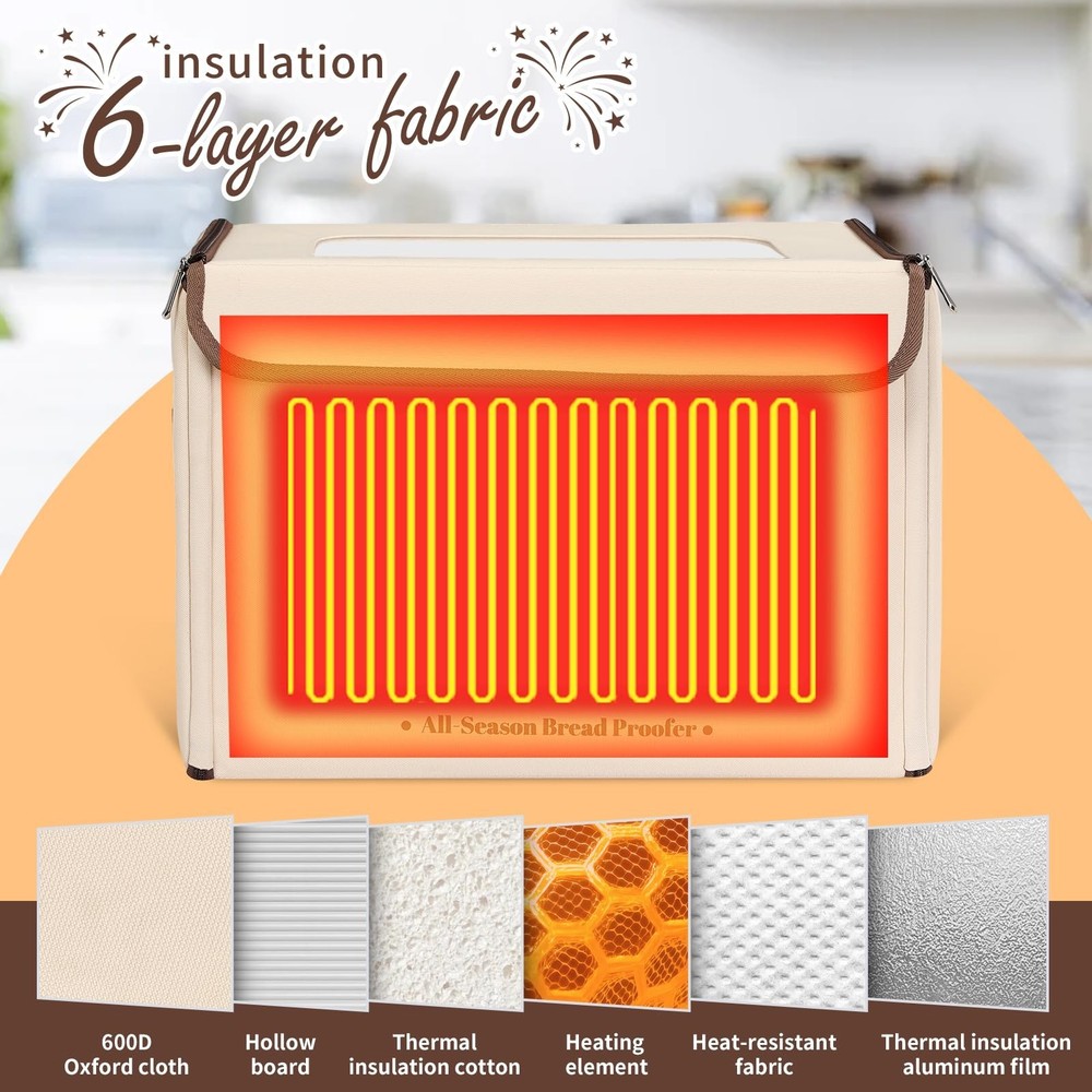 Folding Bread Proofing Box with 68-131℉ Temp Control & 99H Timer,Dough Pro