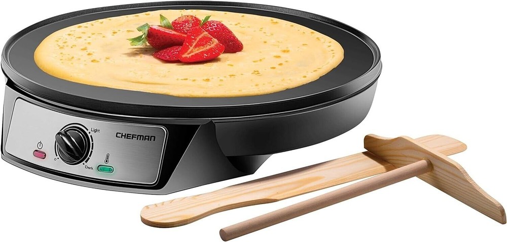 Electric Crepe Maker & Griddle, Precise Temperature Control Skillet for Perfect
