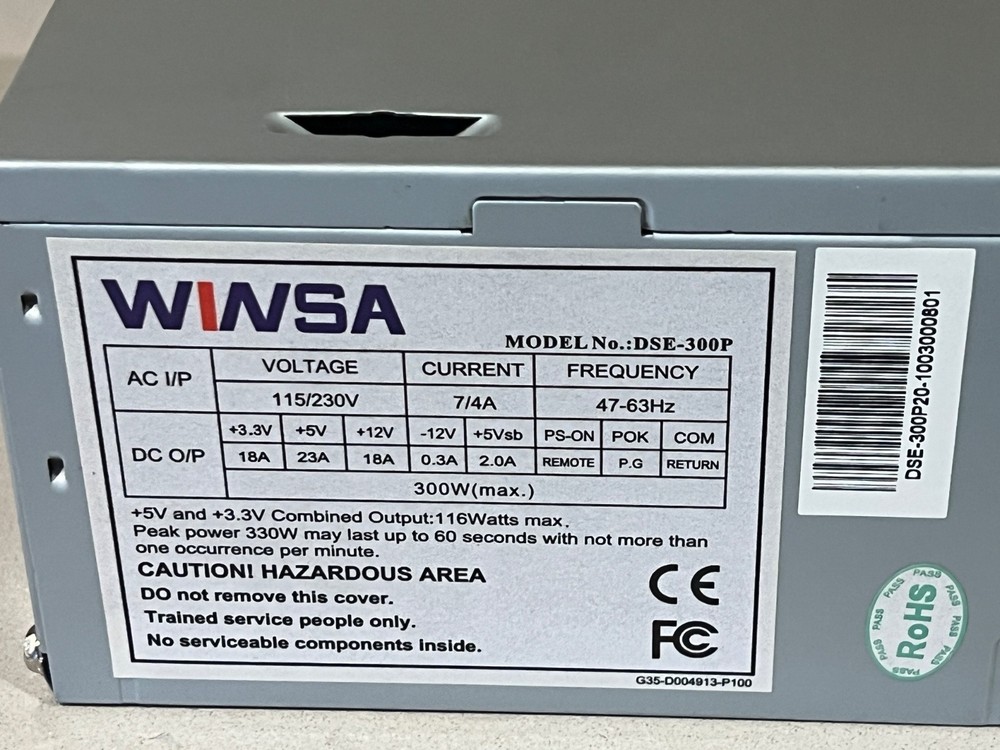 WINSA DSE-300P Power Supply 300W - Tested Work