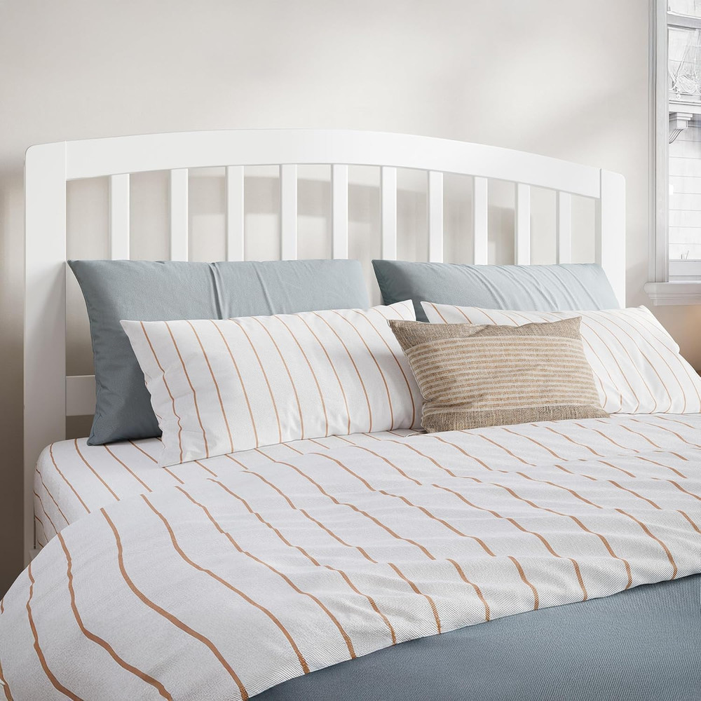 Richmond White Solid Wood Slatted Full Headboard for Elegant Bedrooms