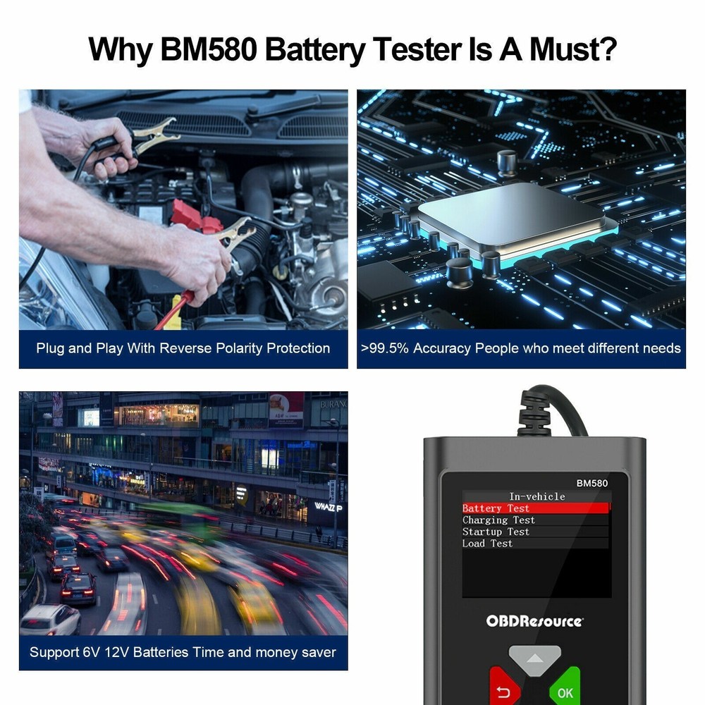OBDResource Car Battery Tester BM580 6V 12V Auto 100-2000CCA Analyzer Tool