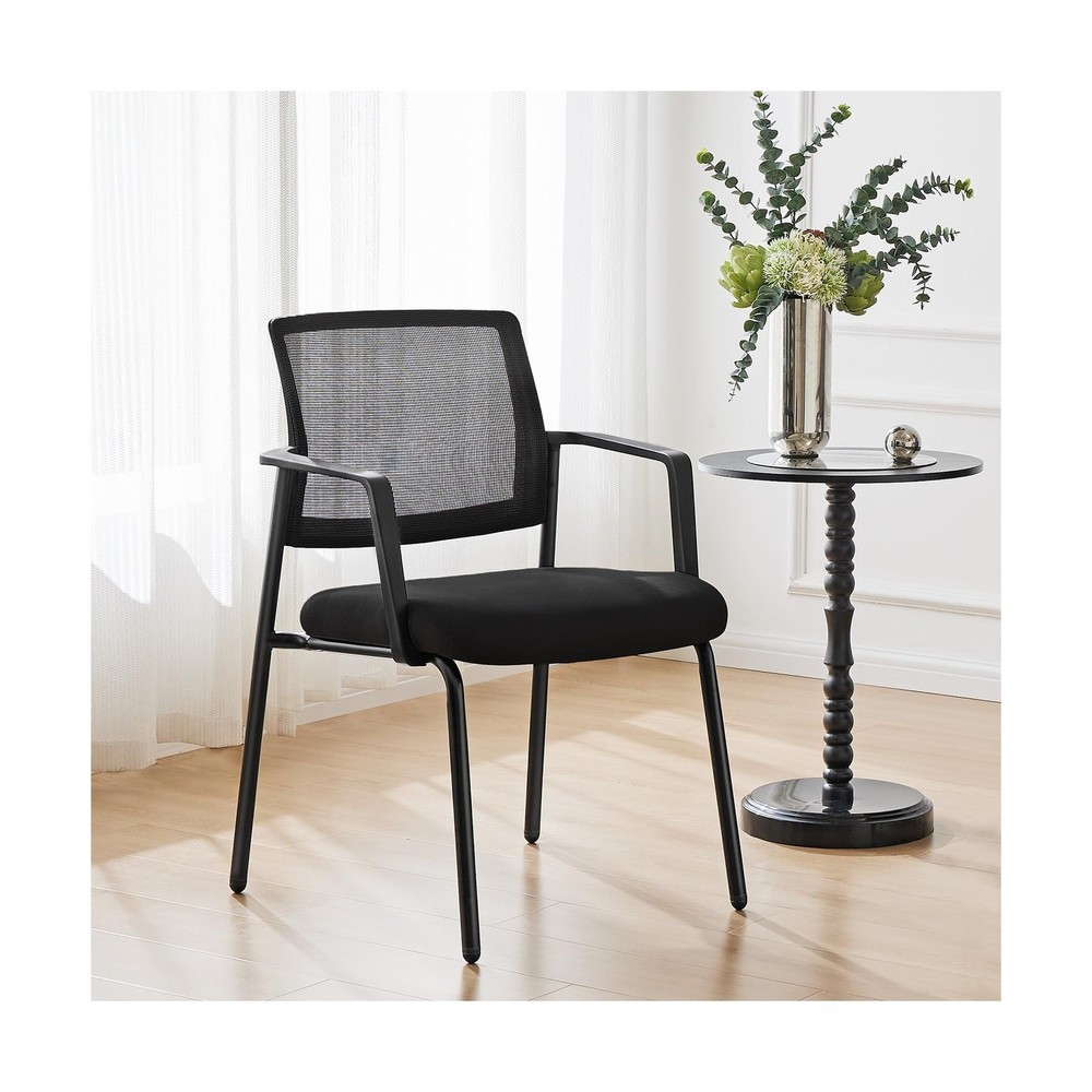 Sweetcrispy Mesh Back Stacking Arm Chairs, Upholstered Fabric Stacking Chairs...