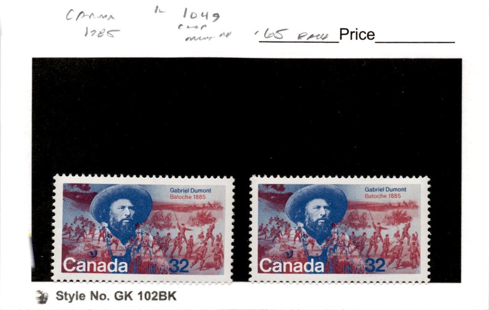 Canada, Postage Stamp, #1049 (2 Ea) Mint NH, 1985 Gabriel Dumont (AC)
