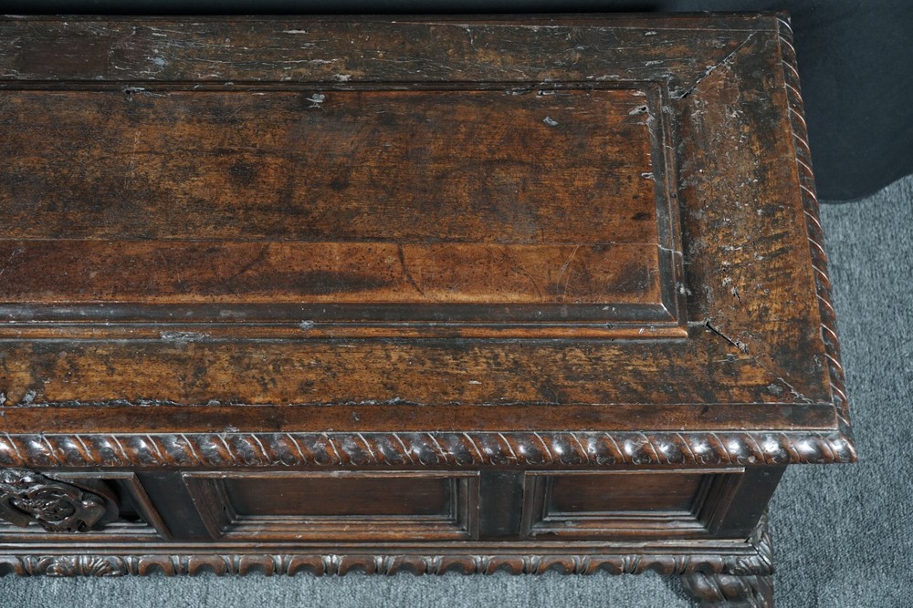 Italian walnut cassone, 16th century, Tuscan
