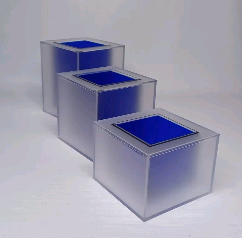Square Blue Plastic Containers Set For Bathroom