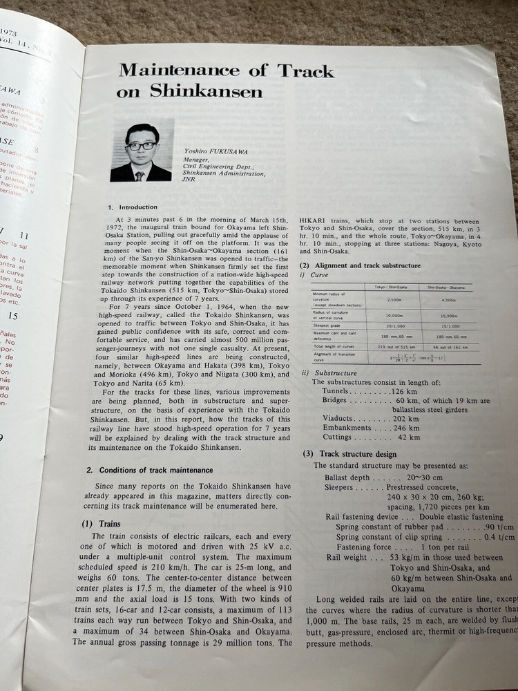 Japanese Railway Engineering - 1973 - Vol. 14 No. 1