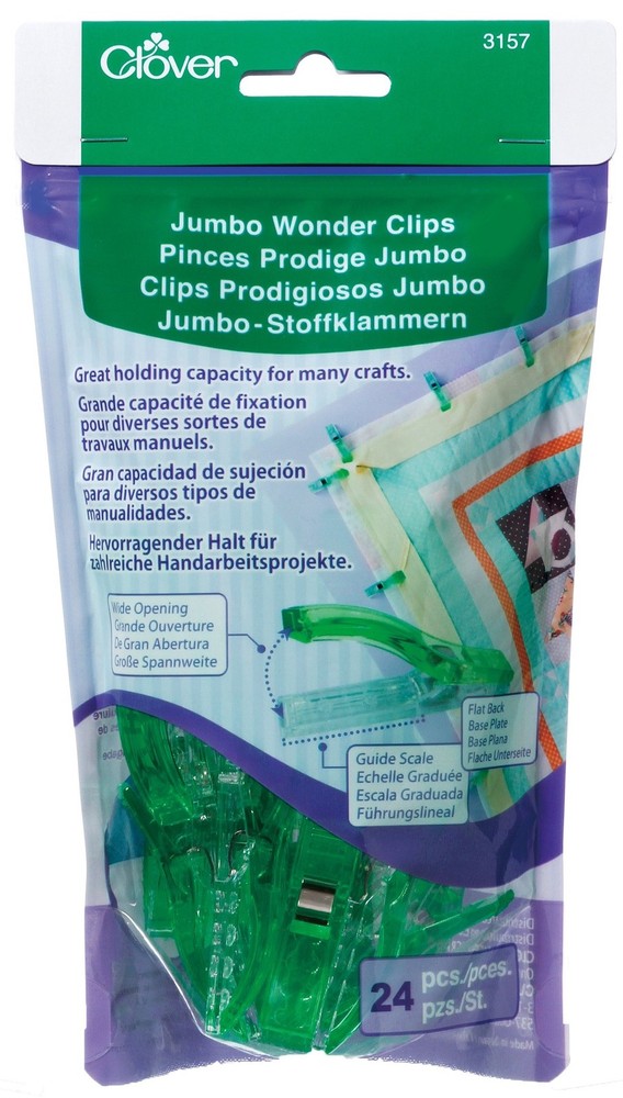 Clover Jumbo Wonder Clips, 24 Count #3157 for Sewing & Craft Projects
