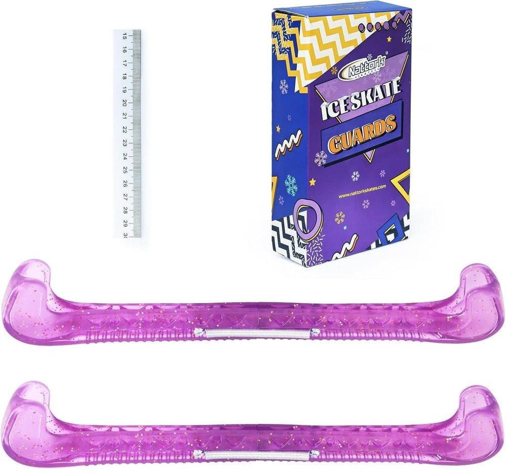 Ice Skate Blade Guards W/ Center Spring Release Heavy-Duty Rubber Protectors