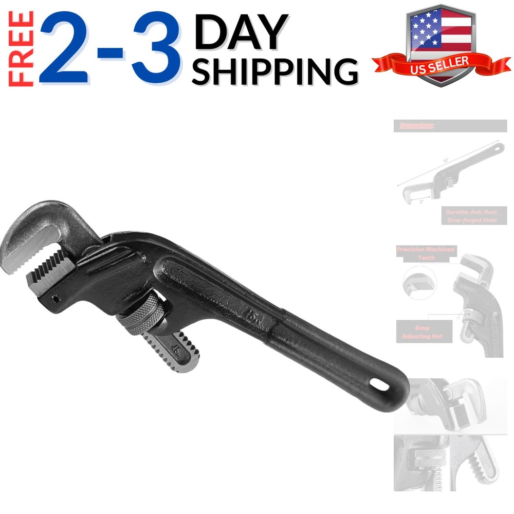 End Pipe 12 Inch Offset Plumbing Tools, Pipe Wrench, Large , Smooth
