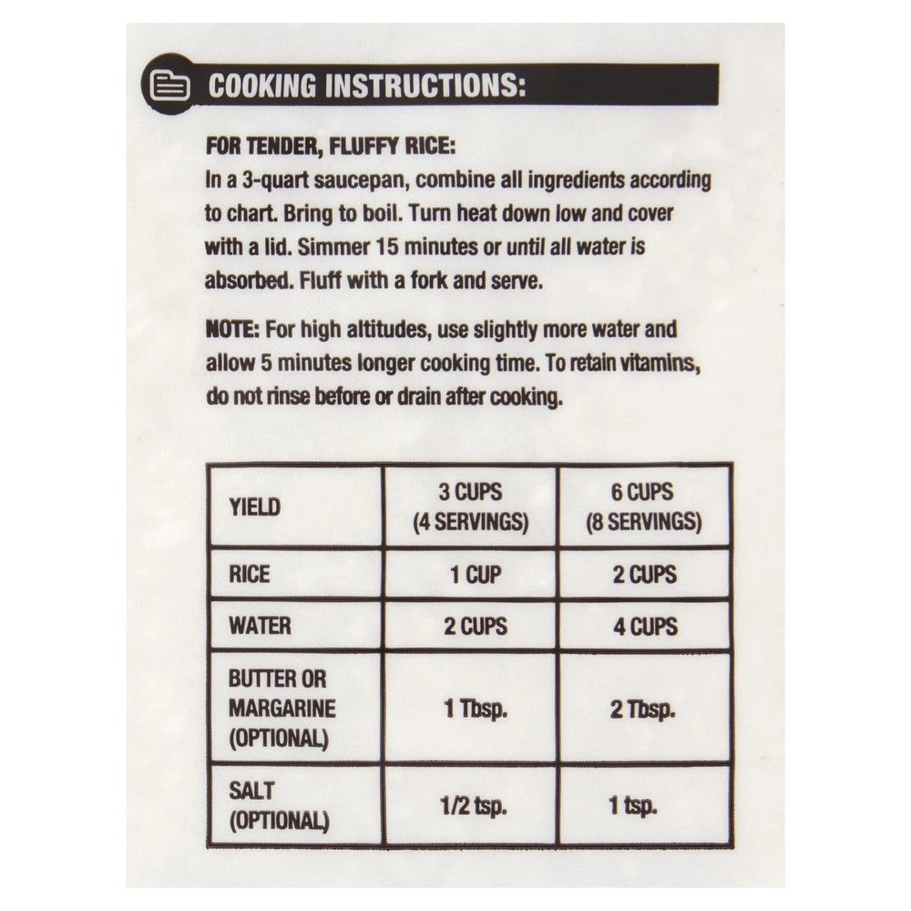 Long Grain Enriched Rice, 20 Lb