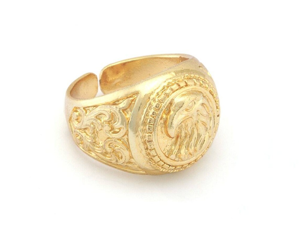Eagle Wild Life Ring Adjustable Raw Brass,Antique Silver,Shiny Gold-silver 4792