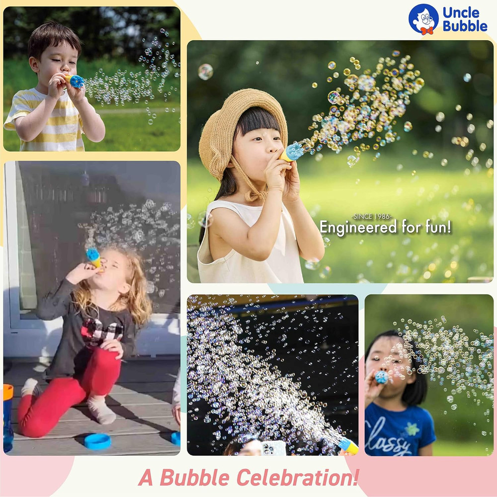 Uncle Bubble Mini Bubble Blower - Non Toxic Plastic Confetti Bubbler