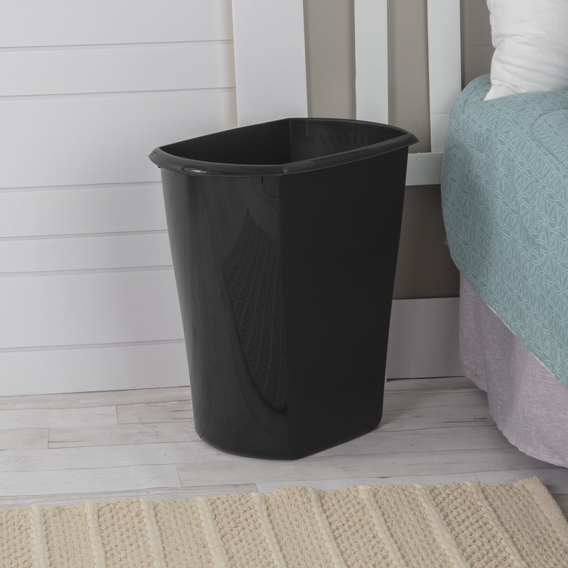 Plastic Trash Can Rectangular Wastebasket Indoor Open Top Handle Home Office New