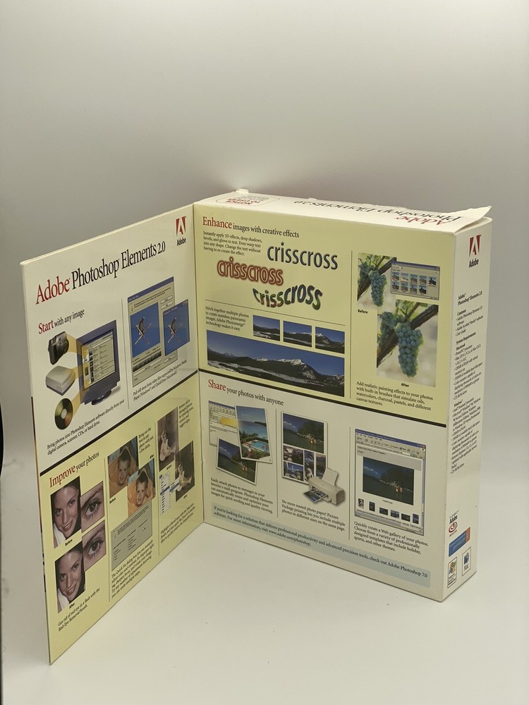 Adobe Photoshop Elements 2.0 CD + User Manual Windows / Macintosh Versions