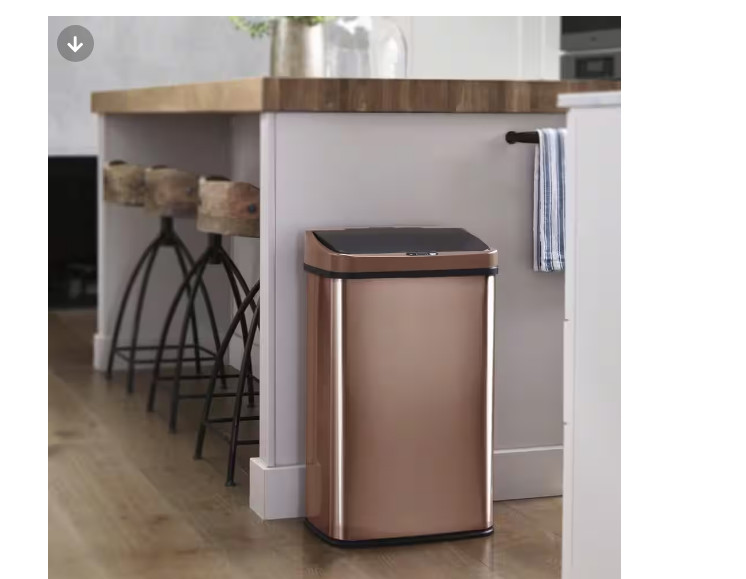 Touchless Motion Sensor Trash Can Gold Stainless Steel, 3 Gallon Kitchen Garbage