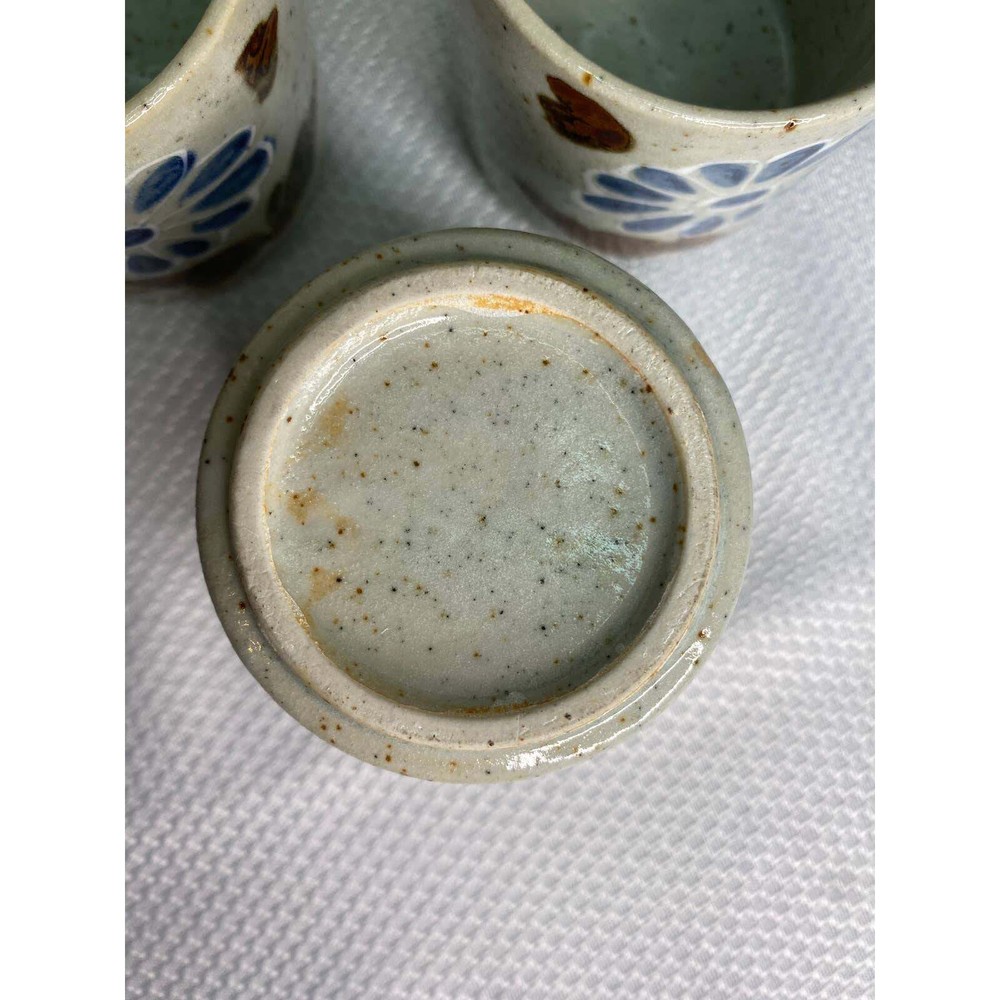Stoneware Tea Set Kettle with Six cups Bamboo handle