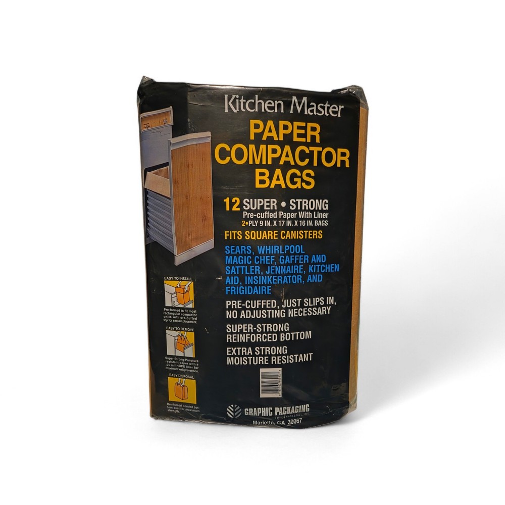 Kitchen Master Paper Compactor Bags Super Strong 12 Pack Fits Square Canisters